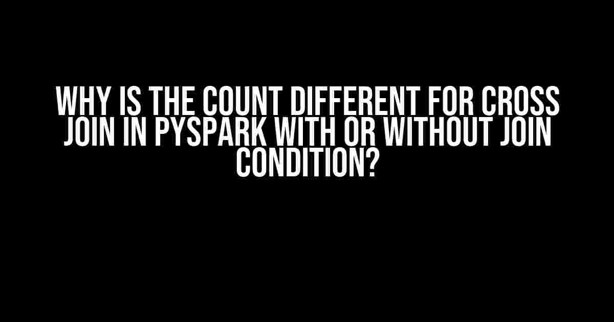 Why is the Count Different for Cross Join in PySpark with or without Join Condition?